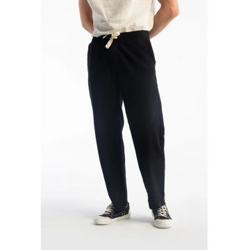 Pantaloni barbati -  croiala dreapta - snur in talie - negru - 100% bumbac