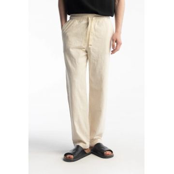 Pantaloni barbati -  picior drept - bej natural - bumbac 100%