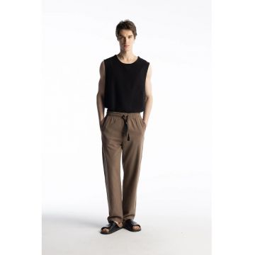 Pantaloni barbati -  snur in talie - maro mocha - bumbac 100%