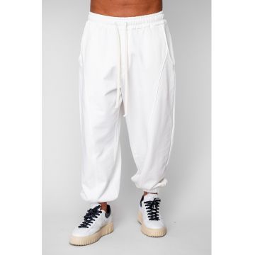 Pantaloni lung Baggy din 100% Bumbac - 400gr/mp Premium Edition Off White 20206 - Alb