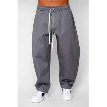 Pantaloni lungi drepti Oversized cu snur din 100% Bumbac - Premium Edition Grey Anthracite 20286