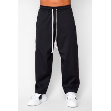 Pantaloni lungi drepti Oversized din 100% Bumbac - 400gr/mp Premium Edition Black 20256 - Negru