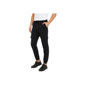 Pantaloni sport barbati -  bumbac/poliester/elastan - negru