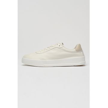 Pantofi sport Court Beast de piele cu logo stantat - Alb optic/Alb murdar