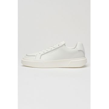 Pantofi sport de piele cu talpa masiva - Alb optic