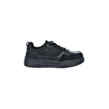 Pantofi sport low-cut cu segmente frontale cu perforatii - Negru