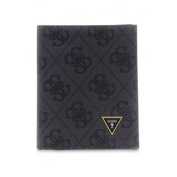 Portofel din piele cu model monograma Milano - Gri carbune