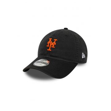Sapca baseball din bumbac spalat 9Twenty NY Mets - Negru/Portocaliu mandarina