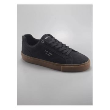 Sneakers barbati cu siret - din piele naturala - intoarsa - Gri inchis - Gri inchis