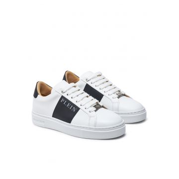 Tenisi barbati  alb/negru - piele naturala -