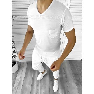 Tricou barbati alb slim fit 2644