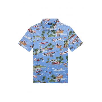 Tricou barbati  albastru - bumbac - cu model