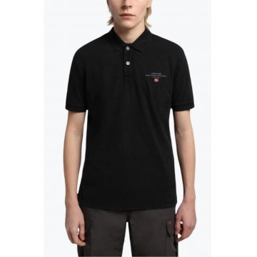 Tricou polo barbati din bumbac Elbas cu croiala Regular Fit - - Negru