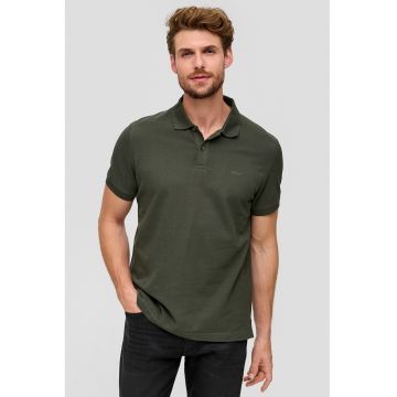 - Tricou polo din bumbac pique - Verde padure