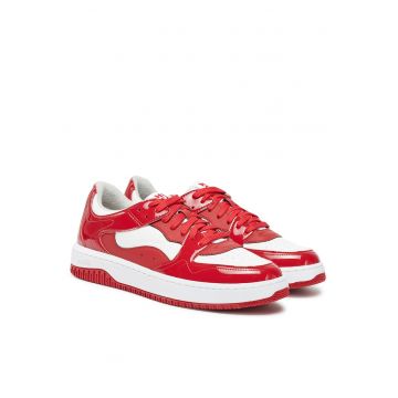 Adidasi  barbati - fitness - alb si rosu - piele ecologica