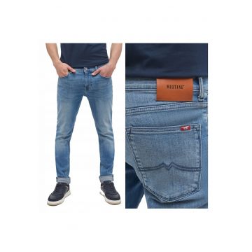 Blugi Barbati -  Atlanta Super Skinny - Skinny Fit - Talie Medie - 5 Buzunare - Fermoar - Lungi - Bumbac - W34-L32 US - Albastru