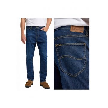 Blugi Barbati -  Austin - Straight Fit - Talie Medie - 5 Buzunare - Fermoar - Lungi - Bumbac - Albastru - Albastru