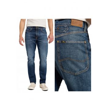 Blugi Barbati -  Brooklyn - Straight Fit - Talie Medie - 5 Buzunare - Fermoar - Lungi - Bumbac - W31-L34 US - Albastru