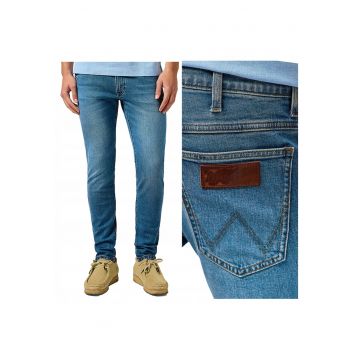 Blugi Barbati -  Bryson - Slim Fit - Talie Medie - 5 Buzunare - Fermoar - Lungi - Bumbac - Albastru - Albastru