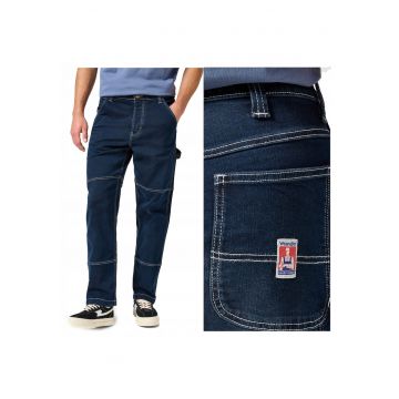 Blugi Barbati -  Casey Jones - Straight Fit - Talie Medie - 5 Buzunare - Fermoar - Lungi - Bumbac - Albastru - Albastru