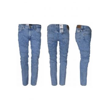 Blugi Barbati -  Daren - Slim Fit - Talie Medie - 5 Buzunare - Fermoar - Lungi - Bumbac - Albastru - Albastru