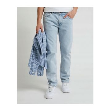 Blugi Barbati -  Daren Zip Fly - Straight Fit - Talie Joasa - 5 Buzunare - Fermoar - Lungi - Bumbac - W34-L32 US - Albastru