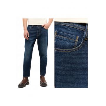 Blugi Barbati -  Denver Cropped - Slim Fit - Talie Joasa - 5 Buzunare - Fermoar - Lungi - Bumbac - W36-L32 US - Albastru