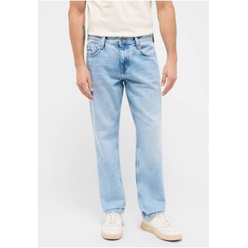 Blugi Barbati -  Denver Straight - Straight Fit - Talie Medie - 5 Buzunare - Fermoar - Lungi - Bumbac - Albastru - Albastru