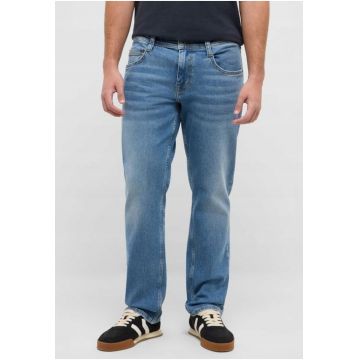 Blugi Barbati -  Denver Straight -Straight Fit - Talie Medie - 5 Buzunare - Fermoar - Lungi - Bumbac - Albastru