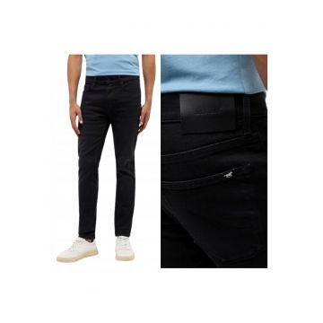 Blugi Barbati -  Frisco Skinny - Skinny Fit - Talie Medie - 5 Buzunare - Fermoar - Lungi - Bumbac - W35-L32 US - Negru