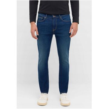 Blugi Barbati -  Frisco Skinny - Slim Fit - Talie Medie - 5 Buzunare - Fermoar - Lungi - Bumbac - Albastru - Albastru