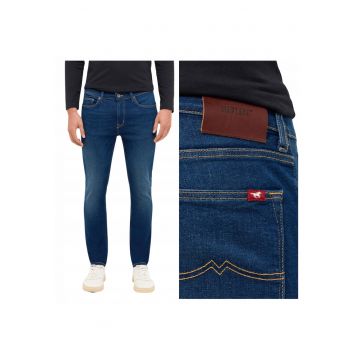 Blugi Barbati -  Frisco Skinny - Slim Fit - Talie Medie - 5 Buzunare - Fermoar - Lungi - Bumbac - Albastru - Albastru