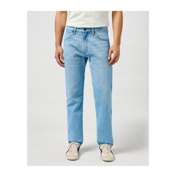 Blugi Barbati -  Frontier - Straight Fit - Talie Medie - 5 Buzunare - Fermoar - Lungi - Bumbac - Albastru - Albastru