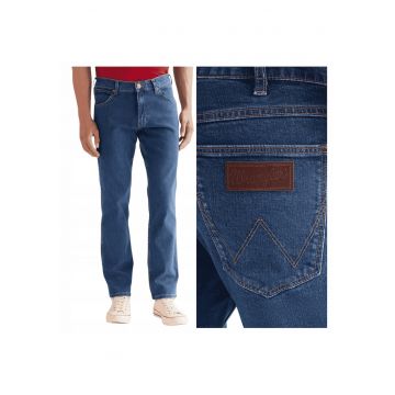 Blugi Barbati -  Greensboro - Straight Fit - Talie Joasa - 5 Buzunare - Fermoar - Lungi - Bumbac - Albastru - Albastru