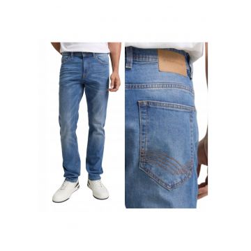 Blugi Barbati -  Josh - Slim Fit - Talie Medie - 5 Buzunare - Fermoar - Lungi - Bumbac - Albastru - Albastru