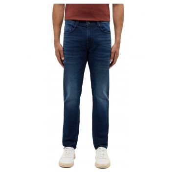 Blugi Barbati -  Oregon Slim - Slim Fit - Talie Joasa - 5 Buzunare - Fermoar - Lungi - Bumbac - Albastru - Albastru