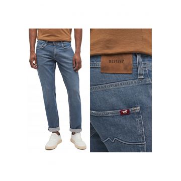 Blugi Barbati -  Oregon Tapered - Slim Fit - Talie Joasa - 5 Buzunare - Fermoar - Lungi - Bumbac - W34-L32 US - Albastru