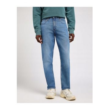 Blugi Barbati -  Oscar - Straight Fit - Talie Inalta - 5 Buzunare - Fermoar - Lungi - Bumbac - W36-L30 US - Albastru