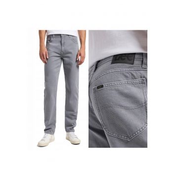 Blugi Barbati -  Oscar - Straight Fit - Talie Medie - 5 Buzunare - Fermoar - Lungi - Bumbac - Gri - Gri