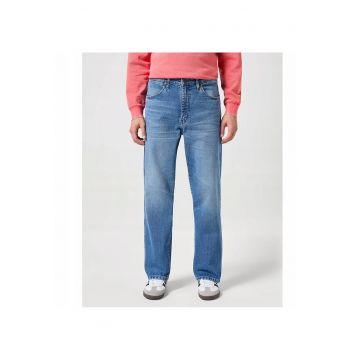 Blugi Barbati -  Redding - Loose Fit - Talie Medie - 5 Buzunare - Fermoar - Lungi - Bumbac - Albastru - Albastru