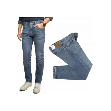 Blugi Barbati -  Rider - Straight Fit - Talie Medie - 5 Buzunare - Fermoar - Lungi - Bumbac - W30-L34 US - Albastru