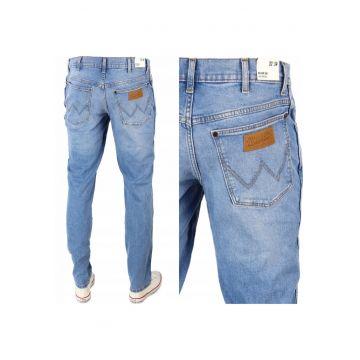 Blugi Barbati -  River - Skinny Fit - Talie Medie - 5 Buzunare - Fermoar - Lungi - Bumbac - W36-L30 US - Albastru