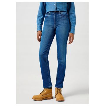 Blugi Barbati -  Straight - Straight Fit - Talie Inalta - 5 Buzunare - Fermoar - Lungi - Bumbac - Albastru - Albastru