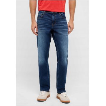 Blugi Barbati -  Style Denver Straight - Straight Fit - Talie Medie - 5 Buzunare - Fermoar - Lungi - Bumbac - Albastru