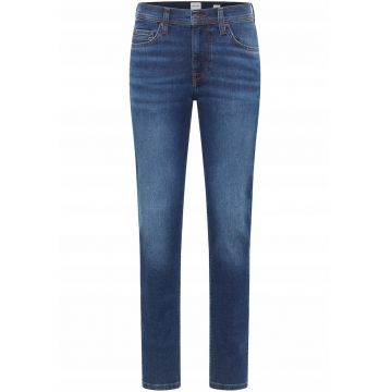 Blugi Barbati -  Style Vegas Slim - Slim Fit - Talie Medie - 5 Buzunare - Fermoar - Lungi - Bumbac - Albastru - Albastru