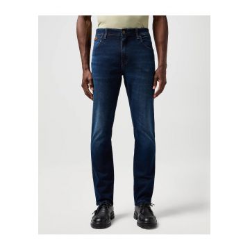 Blugi Barbati -  Texas Slim Jeans - Slim Fit - Talie Medie - 5 Buzunare - Fermoar - Lungi - Bumbac - Albastru - Albastru