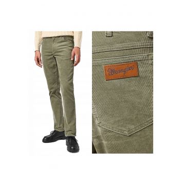 Blugi Barbati -  Texas Slim - Slim Fit - Talie Medie - 5 Buzunare - Fermoar - Lungi - Bumbac - Verde - Verde