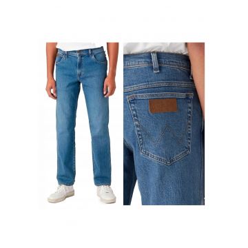 Blugi Barbati -  Texas - Straight Fit - Talie Medie - 5 Buzunare - Fermoar - Lungi - Bumbac - W36-L34 US - Albastru