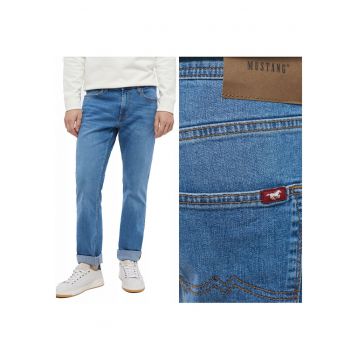 Blugi Barbati -  Vegas - Slim Fit - Talie Medie - 5 Buzunare - Fermoar - Lungi - Bumbac - Albastru - Albastru