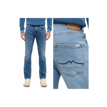 Blugi Barbati -  Vegas Slim - Slim Fit - Talie Medie - 5 Buzunare - Fermoar - Lungi - Bumbac - Albastru - Albastru